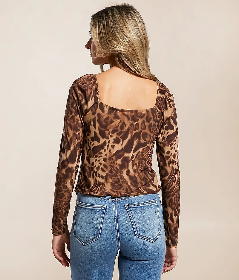 Cheetah Split Front Top