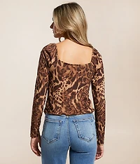 Cheetah Split Front Top