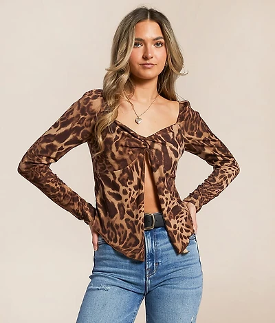 Cheetah Split Front Top