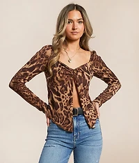 Cheetah Split Front Top