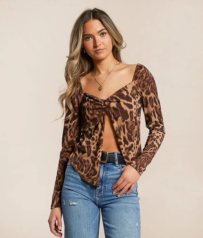 Cheetah Split Front Top