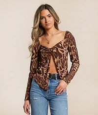 Cheetah Split Front Top