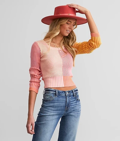 Color Block Cropped Sweater