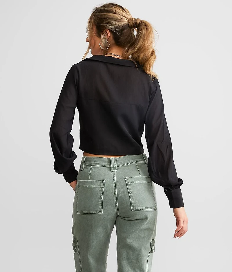 Cropped Sheer Top