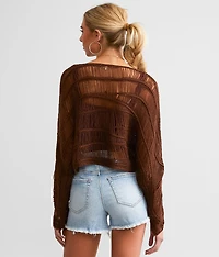 Wavy Stitch Cropped Sweater