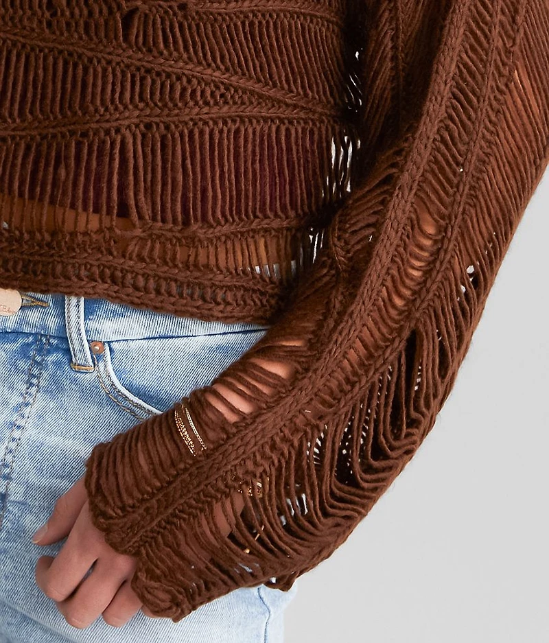 Wavy Stitch Cropped Sweater
