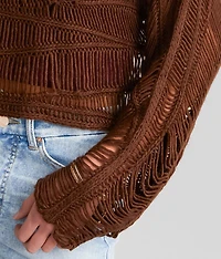 Wavy Stitch Cropped Sweater