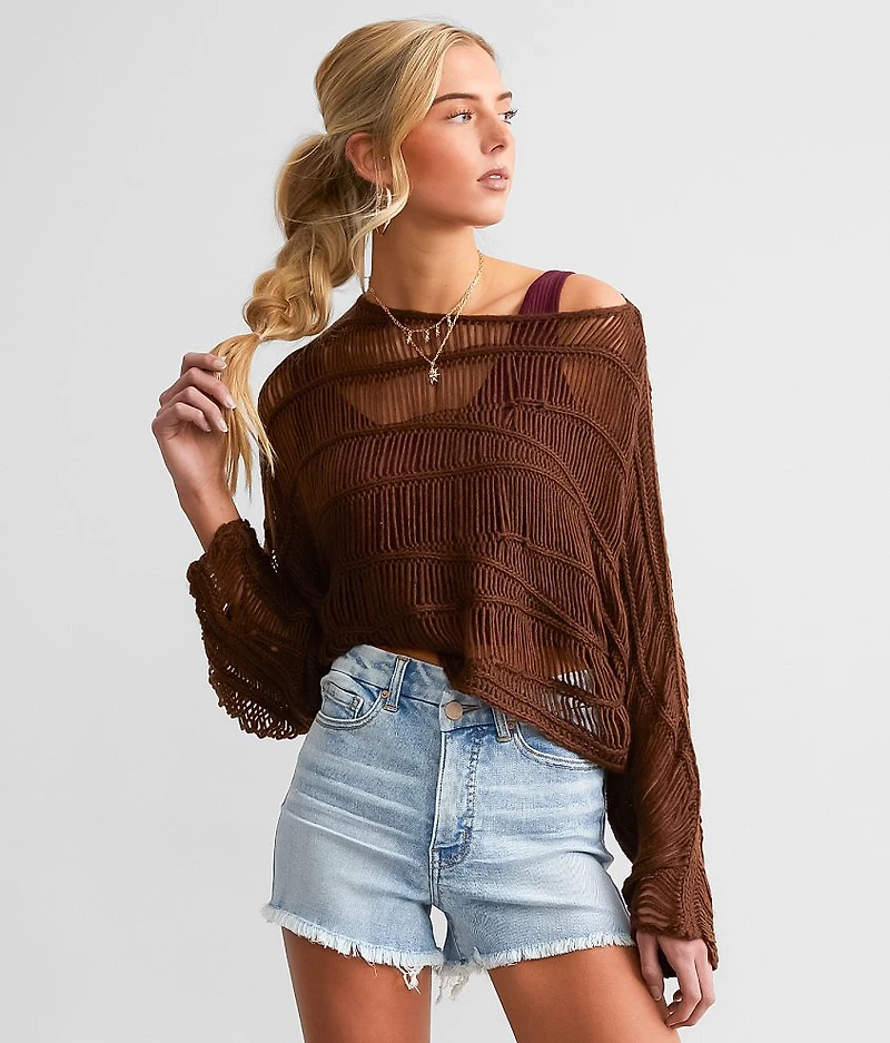 Wavy Stitch Cropped Sweater