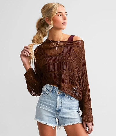 Wavy Stitch Cropped Sweater