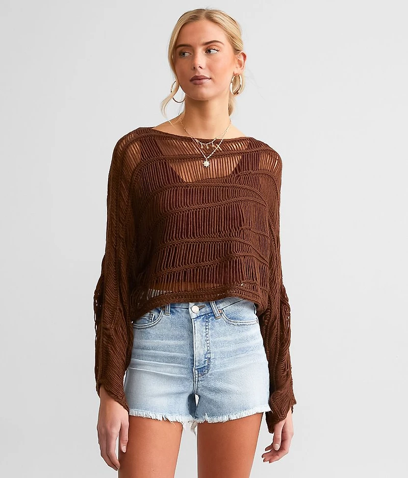 Wavy Stitch Cropped Sweater