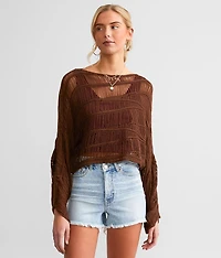 Wavy Stitch Cropped Sweater