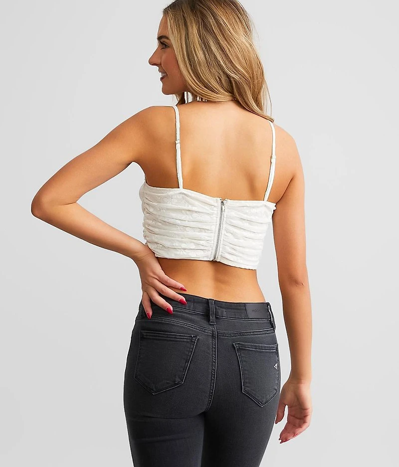 Lace Overlay Corset Cropped Tank Top