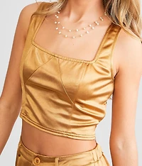 Metallic Cropped Tank Top