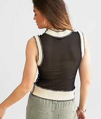 Mesh Mock Neck Tank Top