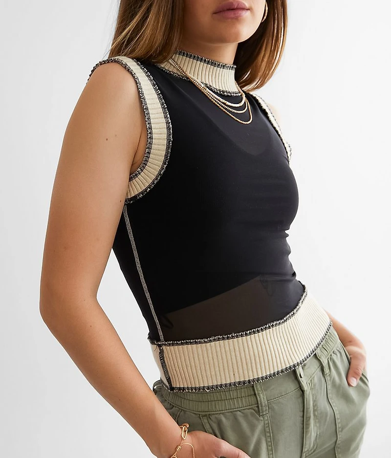 Mesh Mock Neck Tank Top
