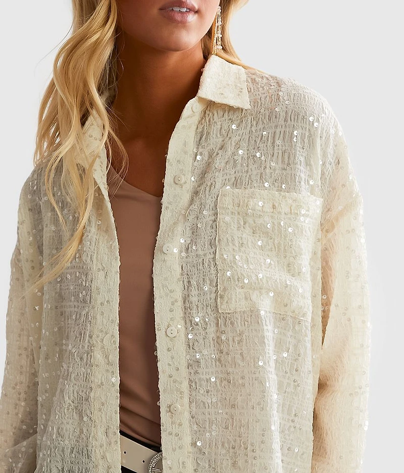 Sequin Crinkle Blouse