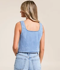 Denim Front Tie Cropped Tank Top