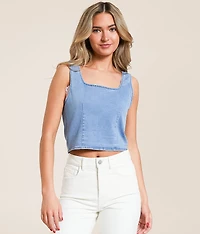Denim Front Tie Cropped Tank Top