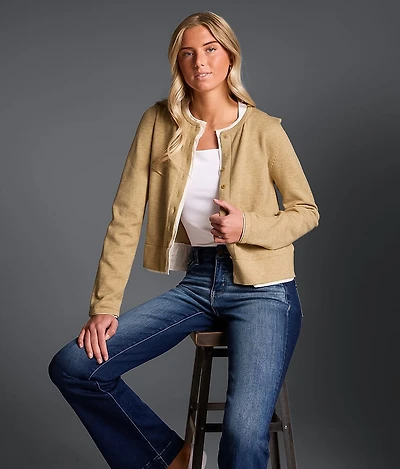 Refined Edit - Contrast Trim Cardigan Sweater