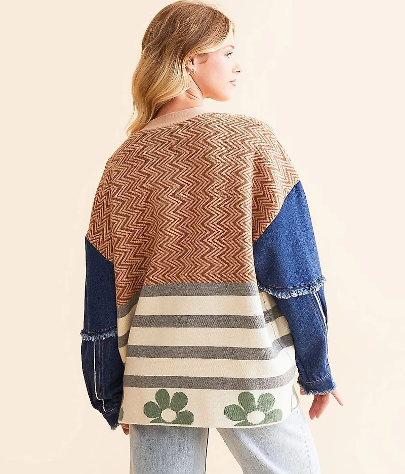 Pieced Cardigan Sweater