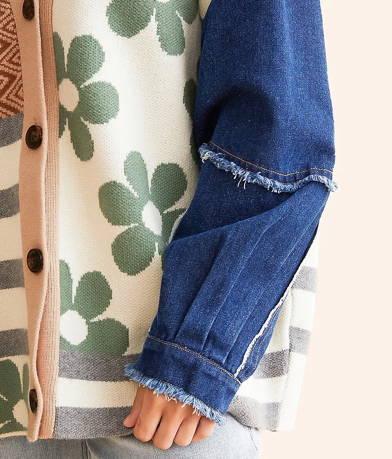 Pieced Cardigan Sweater