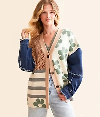Pieced Cardigan Sweater