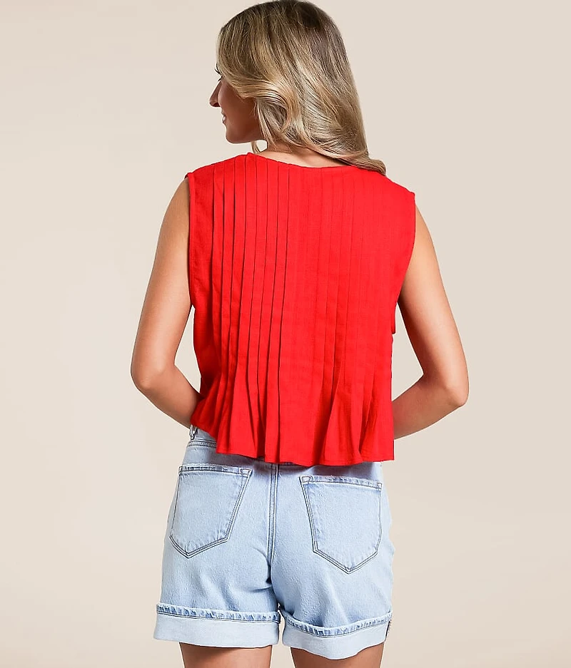Pleated Front Tie Tank Top