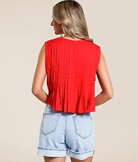 Pleated Front Tie Tank Top