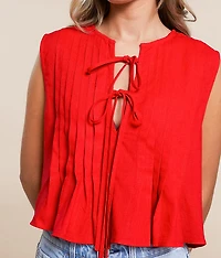 Pleated Front Tie Tank Top