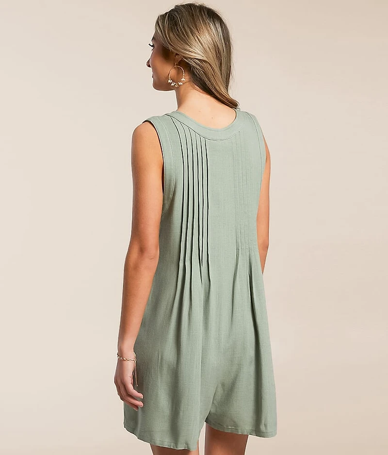 Pleated Front Tie Romper