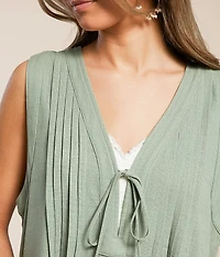 Pleated Front Tie Romper