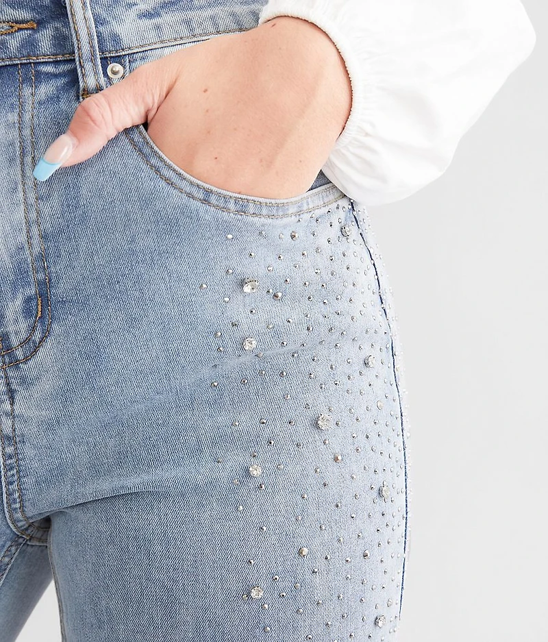 Ultra High Rise Rhinestone Flare Stretch Jean