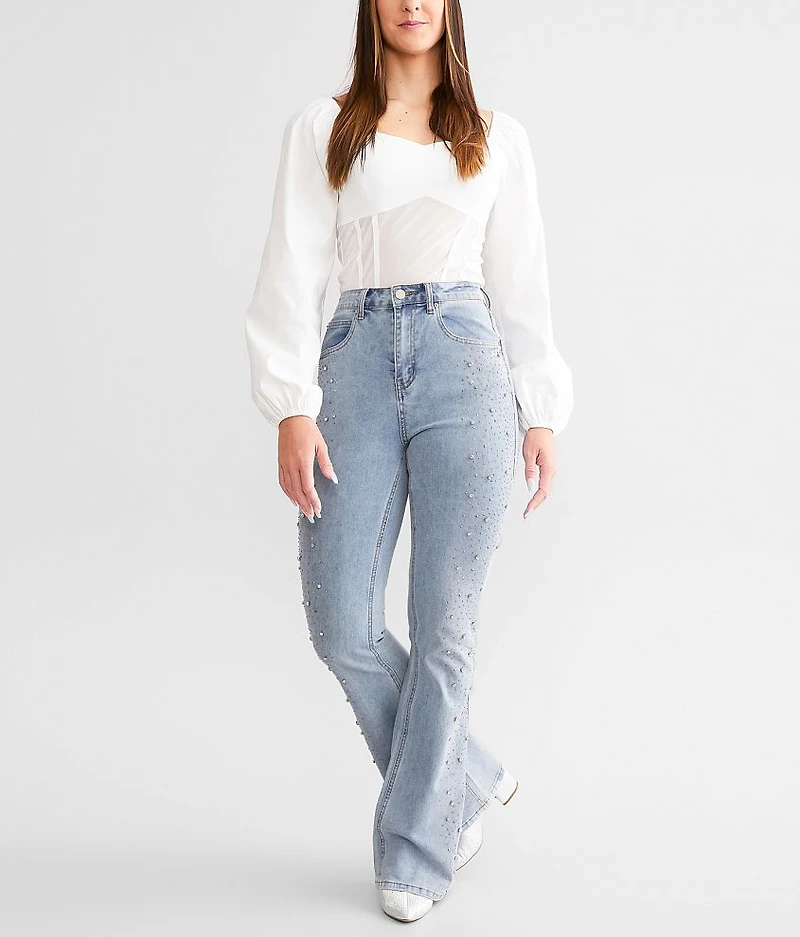 Ultra High Rise Rhinestone Flare Stretch Jean