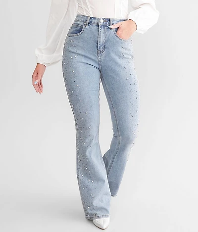 Ultra High Rise Rhinestone Flare Stretch Jean