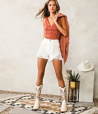 Ultra High Rise Rhinestone Fringe Short