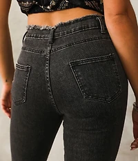 Rhinestone High Rise Cropped Flare Stretch Jean