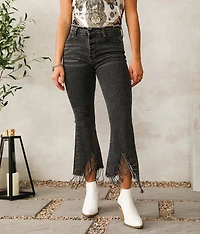 Rhinestone High Rise Cropped Flare Stretch Jean