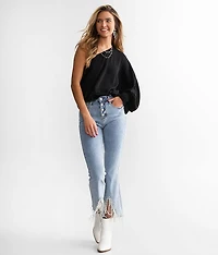 Rhinestone High Rise Cropped Flare Jean