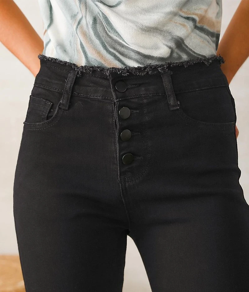 Rhinestone High Rise Cropped Flare Jean