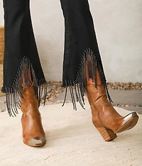 Rhinestone High Rise Cropped Flare Jean