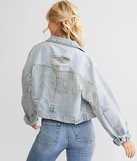 Rhinestone Fringe Denim Jacket