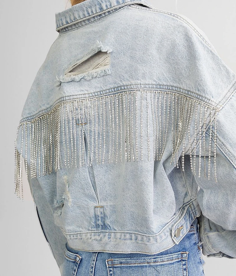 Rhinestone Fringe Denim Jacket