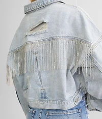Rhinestone Fringe Denim Jacket