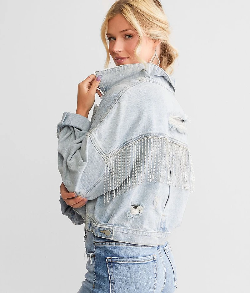 Rhinestone Fringe Denim Jacket