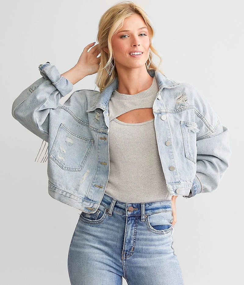 Rhinestone Fringe Denim Jacket