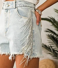Ultra High Rise Rhinestone Fringe Short