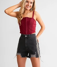 Ultra High Rise Rhinestone Fringe Short