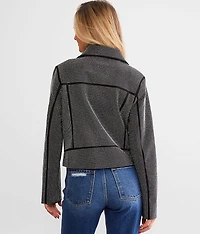 Rhinestone Studded Moto Jacket