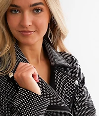 Rhinestone Studded Moto Jacket