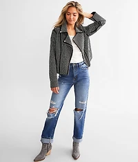 Rhinestone Studded Moto Jacket